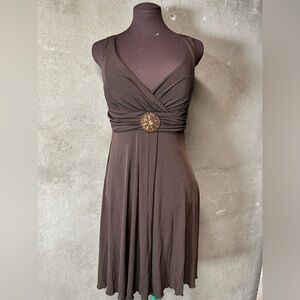 En Focus Womens Brown Sleeveless Fit & Flare Dress Size 14 FairyCore Y2k prom